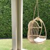 rattan hanging chair on deck