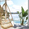 hanging chair overlooking the water