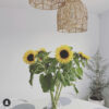 pendant lights hanging over sunflowers