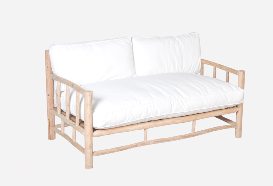 California Solid Teak Lounge with bleach frame (2mx1m) Haus of Rattan