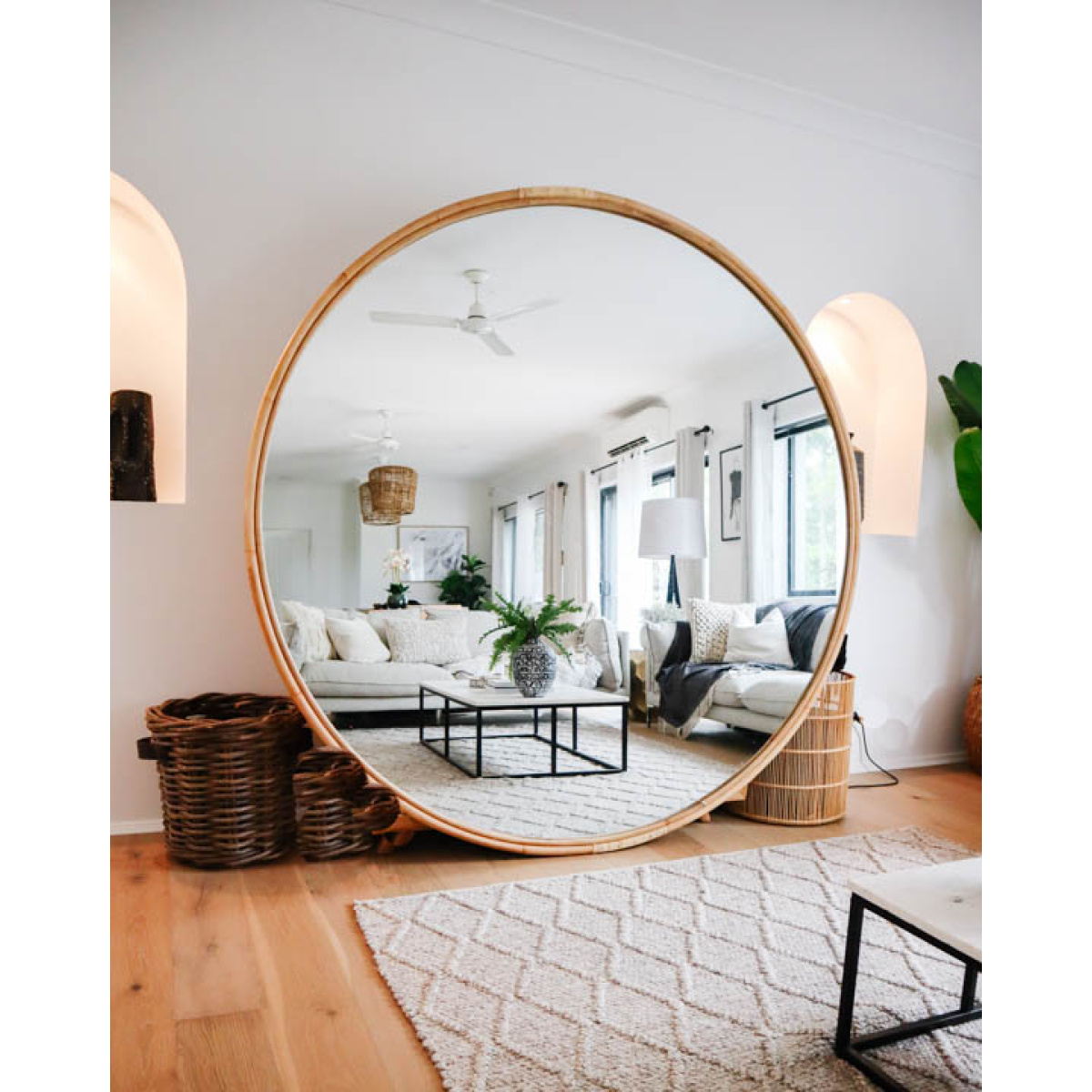 Large Round Viewing Mirror 180cm Diameter Pre Order Early March Haus Of Rattan Large Round Viewing Mirror 180cm, Large Wooden Wall Mirror Au