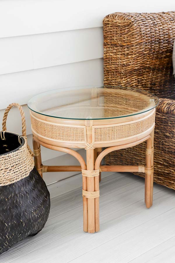 Dayton Tall Side Table with Glass Top Haus of Rattan