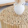 teak round coffee table