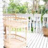 bar cart sitting on a deck