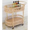 rattan bar cart with drink in top
