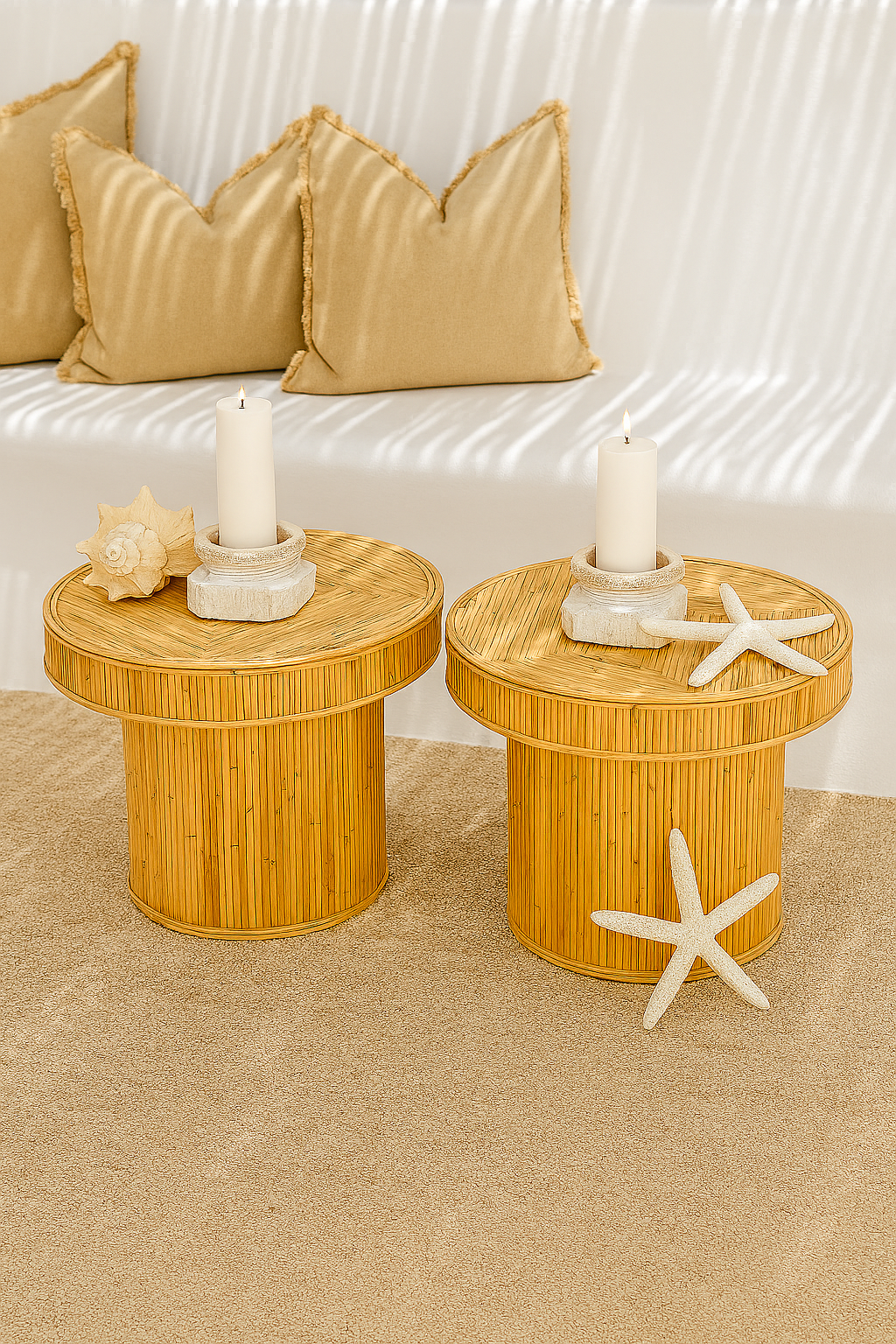 Two identical reed tables